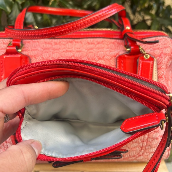Coach Poppy in Orange Red Shoulder Bag & matching wristlet mini/micro c - Picture 10 of 11